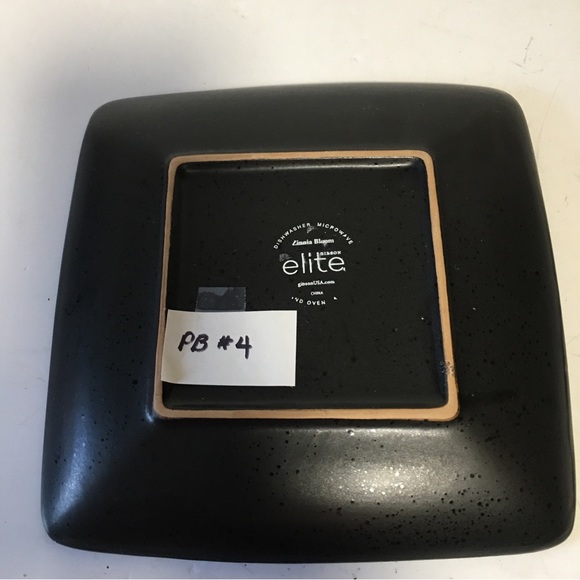 Gibson elite Zinnia Bloom square plate 7.75” 1 Zinnia flower brown rust - Picture 14 of 15